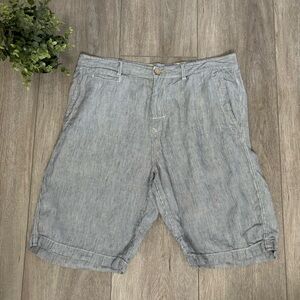 Mens Tommy Bahama 100% Linen Shorts Size 36 Blue Striped Pockets Relax Vacation